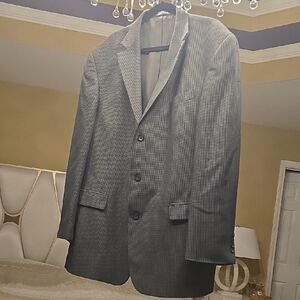 Oscar de la Renta Wool  Gray and Black Textured Blazer
